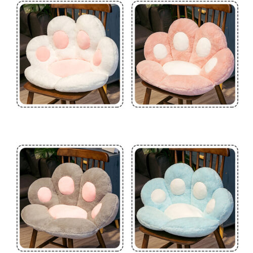2x Pink Paw Shape Cushion Warm Lazy Sofa Decorative Pillow Backseat Plush Mat Decor - Image 6