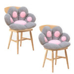 2x Grey Paw Shape Cushion Warm Lazy Sofa Decorative Pillow Backseat Plush Mat Decor