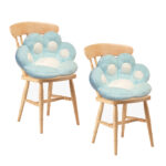 2x Blue Paw Shape Cushion Warm Lazy Sofa Decorative Pillow Backseat Plush Mat Decor