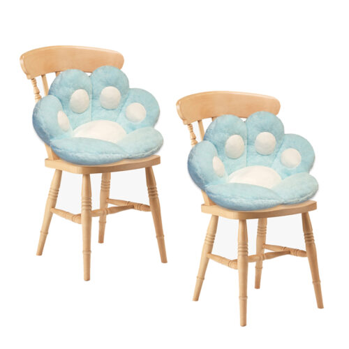 2x Blue Paw Shape Cushion Warm Lazy Sofa Decorative Pillow Backseat Plush Mat Decor