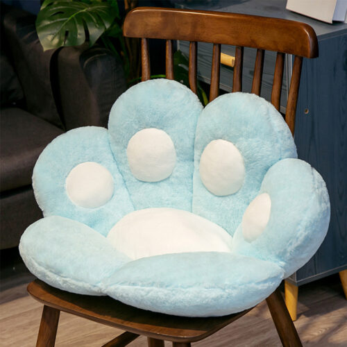 2x Blue Paw Shape Cushion Warm Lazy Sofa Decorative Pillow Backseat Plush Mat Decor - Image 2