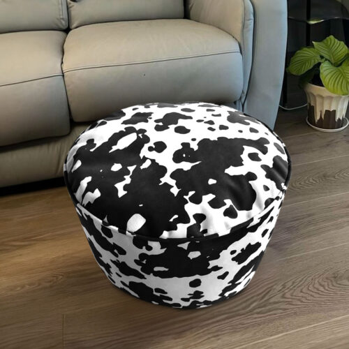 48x35cm Round Soft Pouffe Seat Cushion Elegant Home Accent Decor Footstool - Image 2