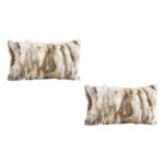 2x 30cm Throw Pillow Coffee Rabbit Fur Lumbar Warm Cozy Decorative Cushion Decor