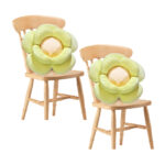 2x Green Double Flower Shape Cushion Soft Bedside Floor Plush Pillow Decor