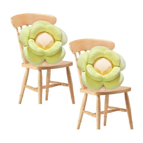 2x Green Double Flower Shape Cushion Soft Bedside Floor Plush Pillow Decor