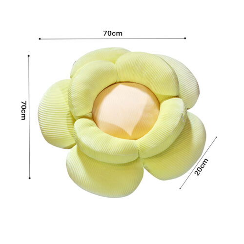 2x Green Double Flower Shape Cushion Soft Bedside Floor Plush Pillow Decor - Image 6