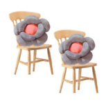2x Grey Double Flower Shape Cushion Soft Bedside Floor Plush Pillow Decor