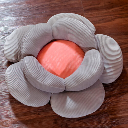 2x Grey Double Flower Shape Cushion Soft Bedside Floor Plush Pillow Decor - Image 2