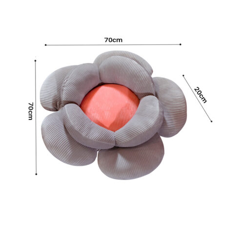 2x Grey Double Flower Shape Cushion Soft Bedside Floor Plush Pillow Decor - Image 5