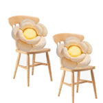 2x Beige Double Flower Shape Cushion Soft Bedside Floor Plush Pillow Decor