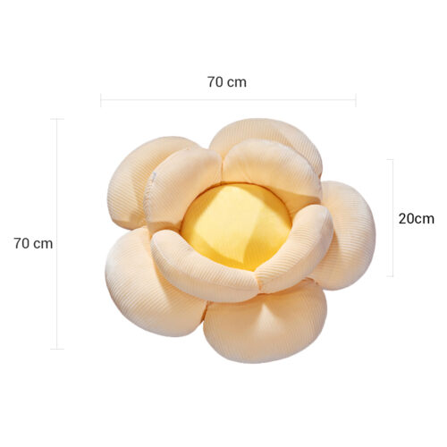 2x Beige Double Flower Shape Cushion Soft Bedside Floor Plush Pillow Decor - Image 5