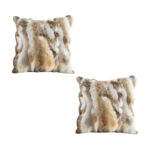 2x 45cm Throw Pillow Coffee Rabbit Fur Square Warm Cozy Decorative Cushion Decor
