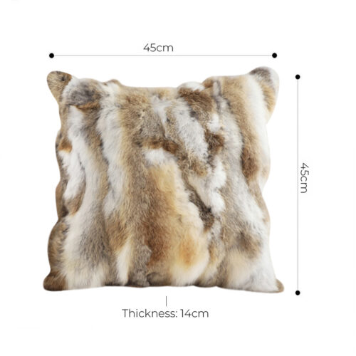 2x 45cm Throw Pillow Coffee Rabbit Fur Square Warm Cozy Decorative Cushion Decor - Image 4