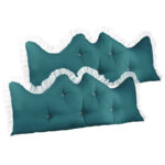 2x 120cm Blue-Green Princess Bed Pillow Headboard Backrest Bedside Tatami Sofa Cushion with Ruffle Lace Decor