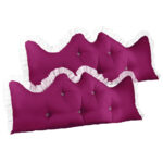 2x 120cm Burgundy Princess Bed Pillow Headboard Backrest Bedside Tatami Sofa Cushion with Ruffle Lace Decor