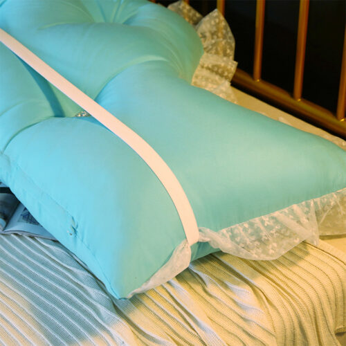 2x 120cm Light Blue Princess Bed Pillow Headboard Backrest Bedside Tatami Sofa Cushion with Ruffle Lace Decor - Image 5