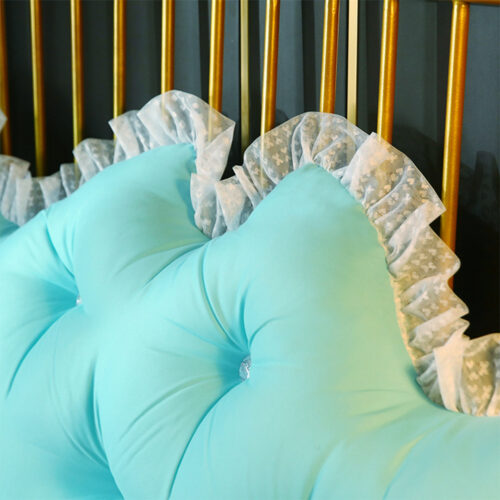 2x 120cm Light Blue Princess Bed Pillow Headboard Backrest Bedside Tatami Sofa Cushion with Ruffle Lace Decor - Image 9