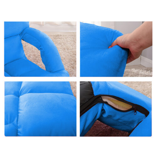 2x Folding Lounge Cushion Adjustable Floor Lazy Recliner Chair with Armrest Blue - Image 6