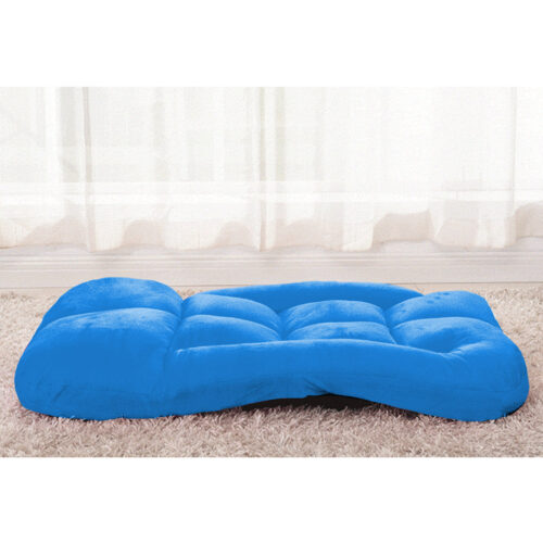 2x Folding Lounge Cushion Adjustable Floor Lazy Recliner Chair with Armrest Blue - Image 7