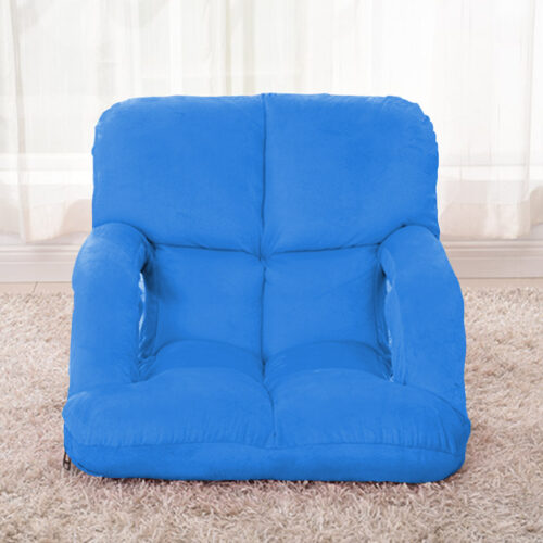 2x Folding Lounge Cushion Adjustable Floor Lazy Recliner Chair with Armrest Blue - Image 8