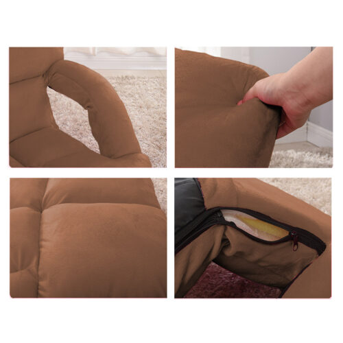 2x Folding Lounge Cushion Adjustable Floor Lazy Recliner Chair with Armrest Coffee - Image 6