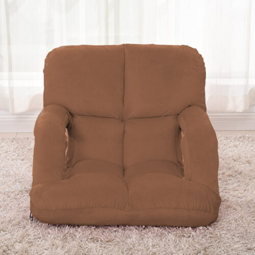 2x Folding Lounge Cushion Adjustable Floor Lazy Recliner Chair with Armrest Coffee - Image 8