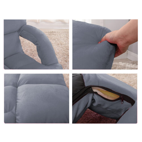 2x Folding Lounge Cushion Adjustable Floor Lazy Recliner Chair with Armrest Grey - Image 6
