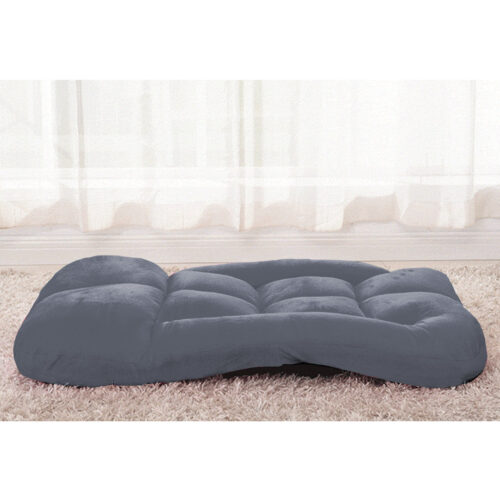 2x Folding Lounge Cushion Adjustable Floor Lazy Recliner Chair with Armrest Grey - Image 7