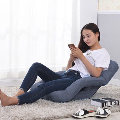 2x Folding Lounge Cushion Adjustable Floor Lazy Recliner Chair with Armrest Grey - Image 10
