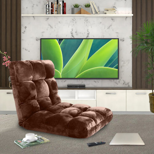 2x Floor Recliner Folding Lounge Sofa Futon Couch Folding Chair Cushion Coffee - Image 2