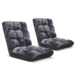 2x Floor Recliner Folding Lounge Sofa Futon Couch Folding Chair Cushion Grey