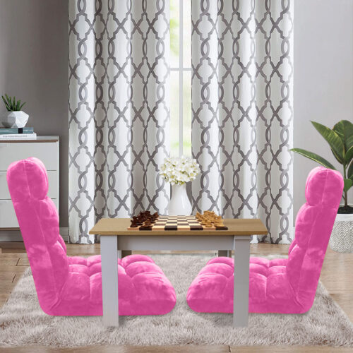 2x Floor Recliner Folding Lounge Sofa Futon Couch Folding Chair Cushion Light Pink - Image 9
