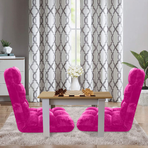 2x Floor Recliner Folding Lounge Sofa Futon Couch Folding Chair Cushion Pink - Image 9