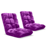 2x Floor Recliner Folding Lounge Sofa Futon Couch Folding Chair Cushion Purple