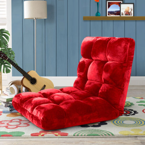2x Floor Recliner Folding Lounge Sofa Futon Couch Folding Chair Cushion Red - Image 2