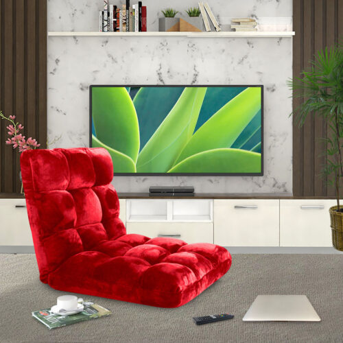 2x Floor Recliner Folding Lounge Sofa Futon Couch Folding Chair Cushion Red - Image 3