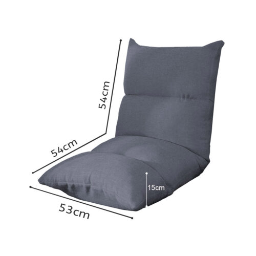 2x Lounge Floor Recliner Adjustable Lazy Sofa Bed Folding Game Chair Grey - Image 2