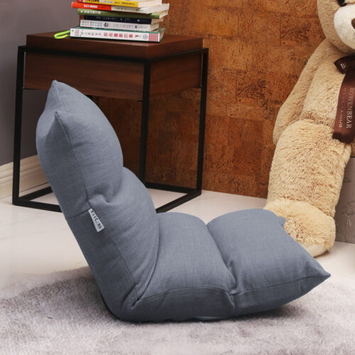 2x Lounge Floor Recliner Adjustable Lazy Sofa Bed Folding Game Chair Grey - Image 4