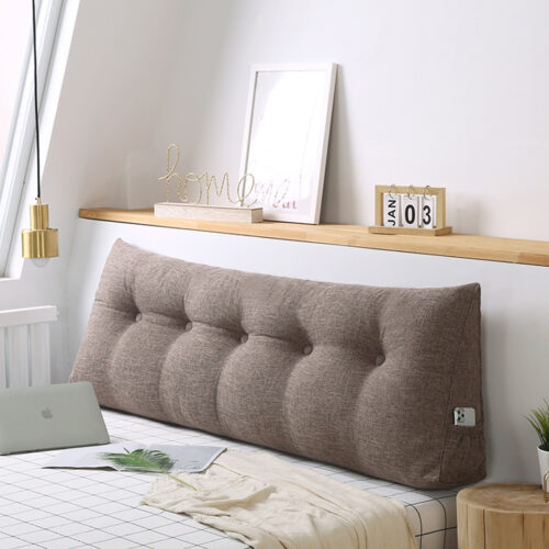 2x 100cm Coffee Wedge Bed Pillow Headboard Backrest Bedside Tatami Cushion Decor - Image 2