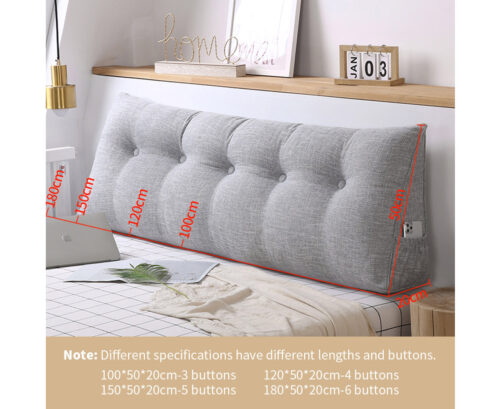 2x 100cm Silver Wedge Bed Pillow Headboard Backrest Bedside Tatami Cushion Decor - Image 6