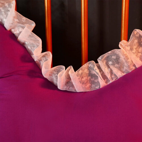 2x 150cm Burgundy Princess Bed Pillow Headboard Backrest Bedside Tatami Sofa Cushion with Ruffle Lace Decor - Image 10