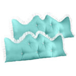2x 150cm Light Blue Princess Bed Pillow Headboard Backrest Bedside Tatami Sofa Cushion with Ruffle Lace Decor