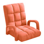 Folding Lounge Cushion Adjustable Floor Lazy Recliner Chair with Armrest Orange