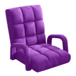 Folding Lounge Cushion Adjustable Floor Lazy Recliner Chair with Armrest Purple