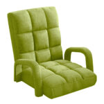 Folding Lounge Cushion Adjustable Floor Lazy Recliner Chair with Armrest Yellow Green