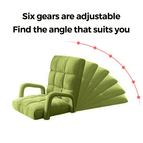 Folding Lounge Cushion Adjustable Floor Lazy Recliner Chair with Armrest Yellow Green - Image 3