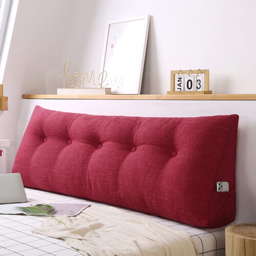 2x 120cm Rose Red Wedge Bed Pillow Headboard Backrest Bedside Tatami Cushion Decor - Image 2