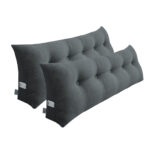 2x 120cm Dark Grey Wedge Bed Pillow Headboard Backrest Bedside Tatami Cushion Decor