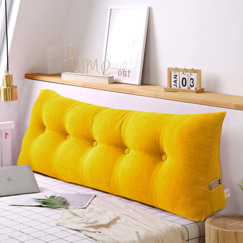 2x 120cm Yellow Wedge Bed Pillow Headboard Backrest Bedside Tatami Cushion Decor - Image 3