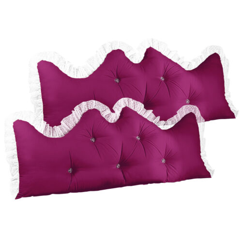 2x 180cm Burgundy Princess Bed Pillow Headboard Backrest Bedside Tatami Sofa Cushion with Ruffle Lace Decor